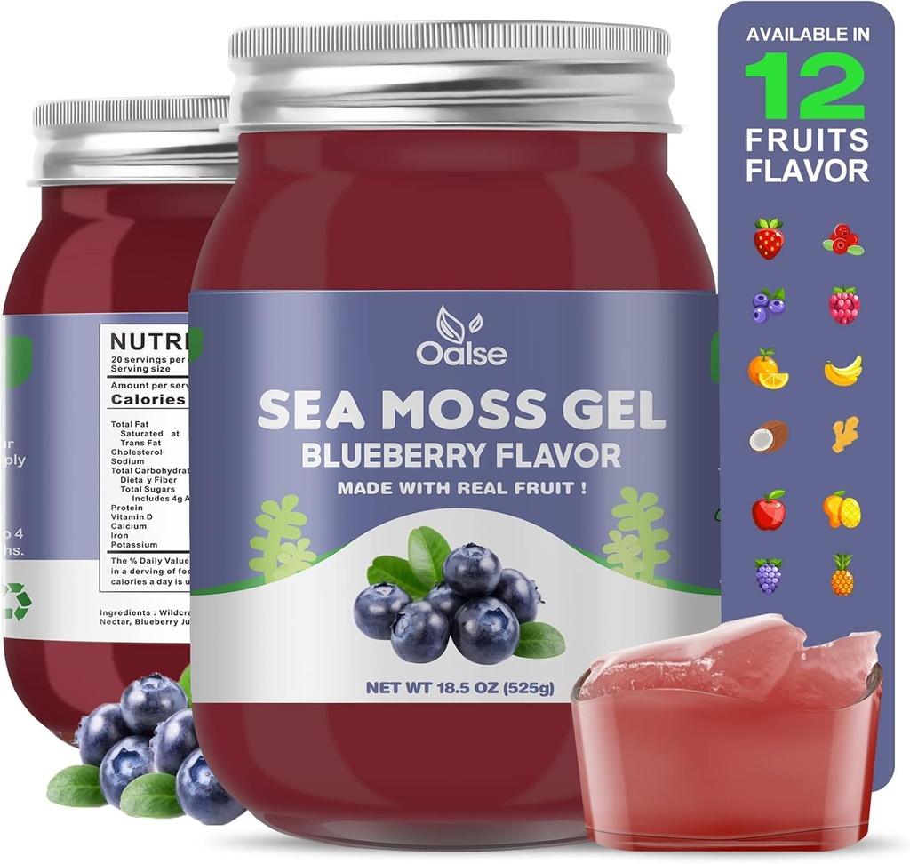 Želeja Sea Moss - 18,5oz Melleņu Flavor Raw Nutrious Sea Moss Gels minerālos, proteīnos un vitamīni, vegāni-Draudzīgi, 2 ēdamkarotes dienā