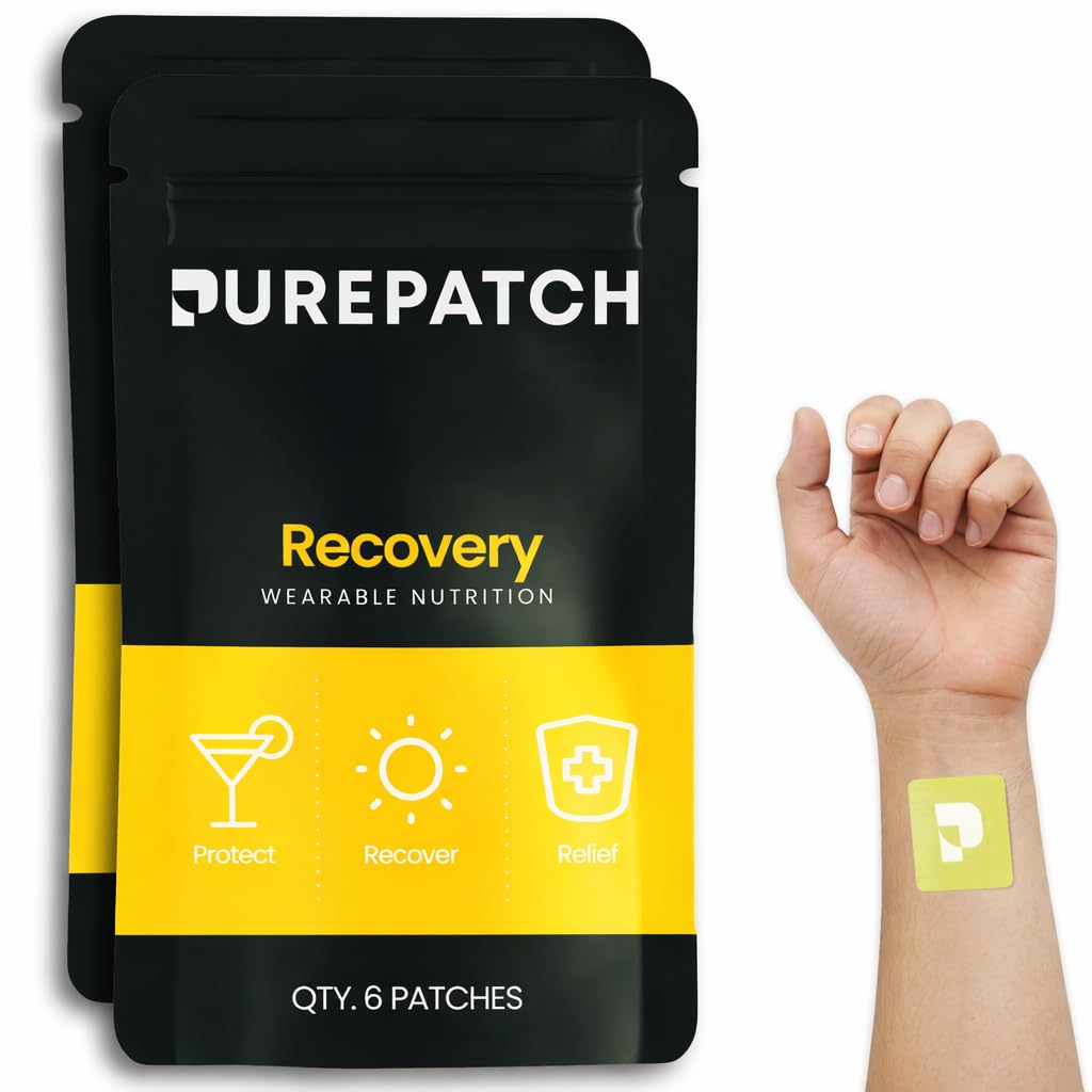 Pure Patch atgūšanas patch – Augu bāzes Vegan Topical Patch – DHM – NAC – Glutatione – B-Complex – Neēdams – Ūdens-Rezistants – Maiga uz ādas – Bez lipekļa – Ražots ASV – 12 Patches