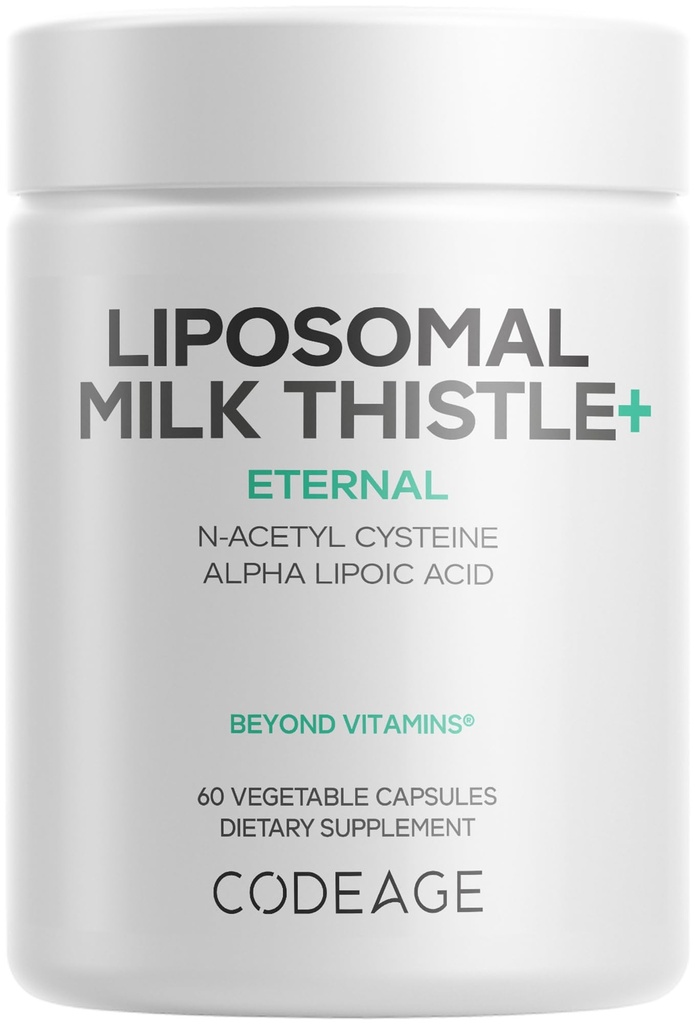 Kode Liposomālais piens Thistle+ Papildinājums - Silymarin no Silybum Marianum, NAC, Artichoke Leaf, Dandelion Sakne, Alfa Liposkābe, BioPerīns, Liposomālā piegāde - Ne-GMO - 60 Kapsulas