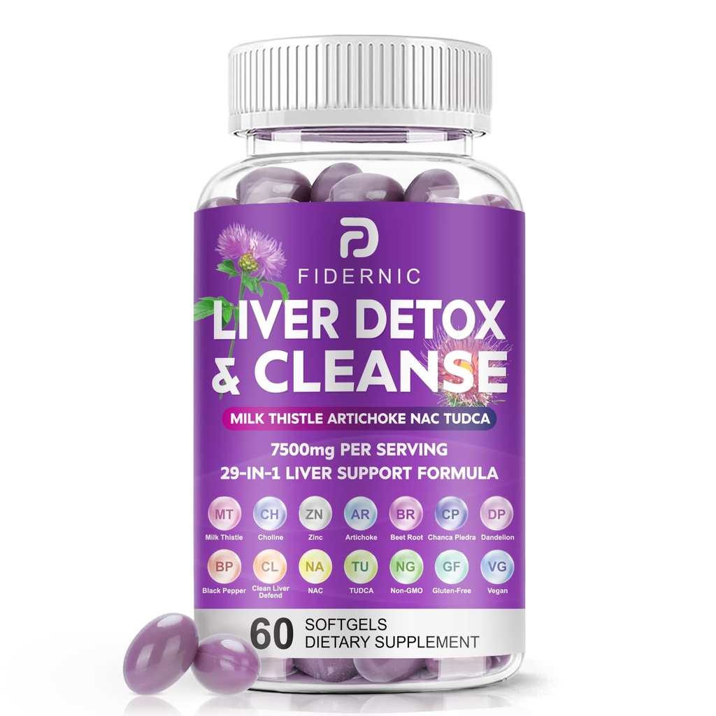 Aknu tīrīt Detox & remonts - Herbal Aknu atbalsts Piena Thistle papildinājums, 7500mg spēks Aknu veselība Atbalsts ar Silymarin Artichoke ekstrakts Dandelion Beet TUDCA Holīna NAC, 60 Softgels