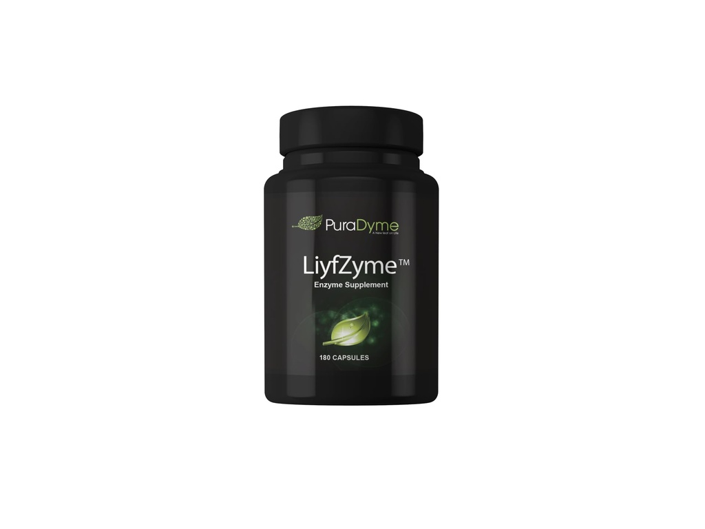LiyfZyme augu bāzes gremošanas fermentu papildinājums - 180 Veggie Caps. PuraDyme By Lou Cornoa.