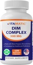 Vitamatic DIM piedevu komplekss sievietēm un vīriešiem - 300mg - 120 Veg Kapsulas - izgatavots no melnā pipara, brokoļu pulvera un pūdera - bez GMO un lipekļa - atbalsta Hormonālais līdzsvars