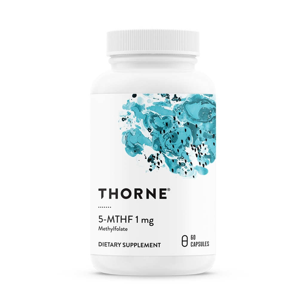 THORNE - 5-MTHF - metilfolāts (Active B9 Folāts) Papildinājums - Atbalsta sirds un asinsvadu veselība, augļa attīstība, nervu veselība, metilācija un homocisteīna līmenis* - 60 apkalpo - 5-MTHF 1mg