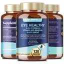 AREDS 2 Acu vitamīni un minerālvielu Melleņu ekstrakts Omega-3, Acu vitamīni senioriem Makulas veselība un sausās acis, acu vitamīni Luteīns un Zeaksantīna atbalsts Acu celmi un hidratācija (120 kapsulas)