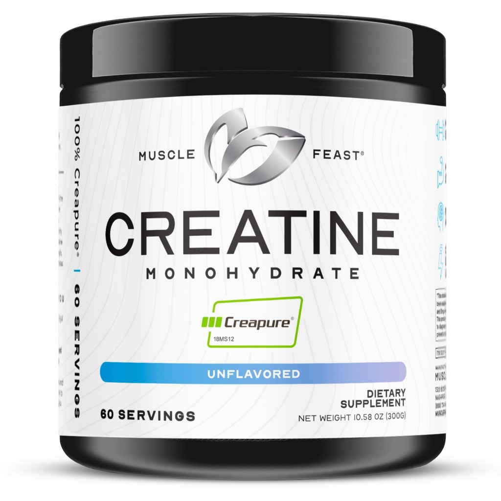 Muskuļu svētki Kreapūra Kreatīna monohidrāts Pulveris, Vegan Keto Friendly Gluten-free, Mass Gainer, Muskuļu atgūšana Papildinājums un uzticams kreatīns muskuļu augšanu, kreatīna pulveris, Neuzliesmojošs, 300g
