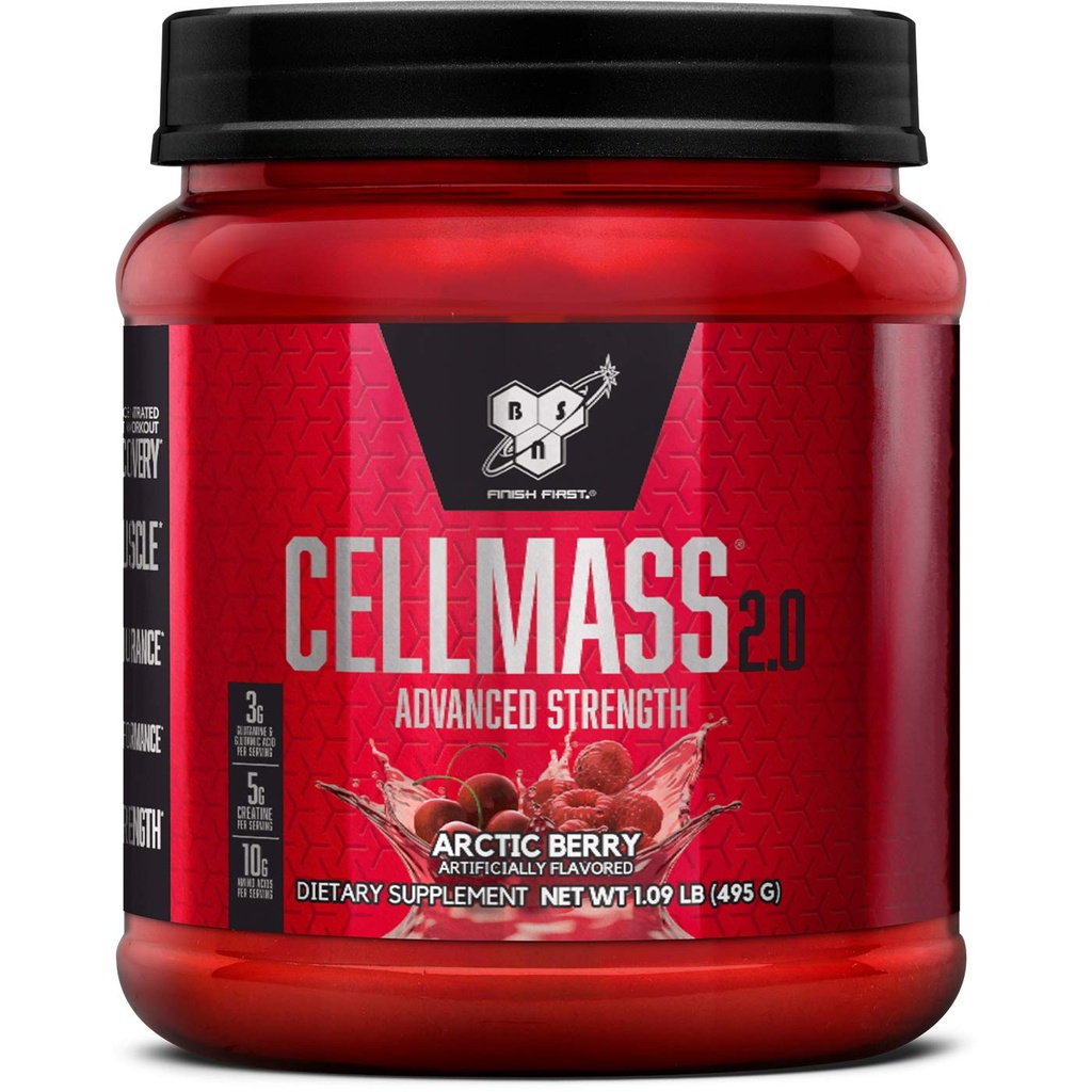 BSN CELLMASS 2.0 Post Workout Recovery ar BCAA, kreatīnu, & glutamīnu - Keto Friendly - Arctic Berry, (25 Servings) (1048058)