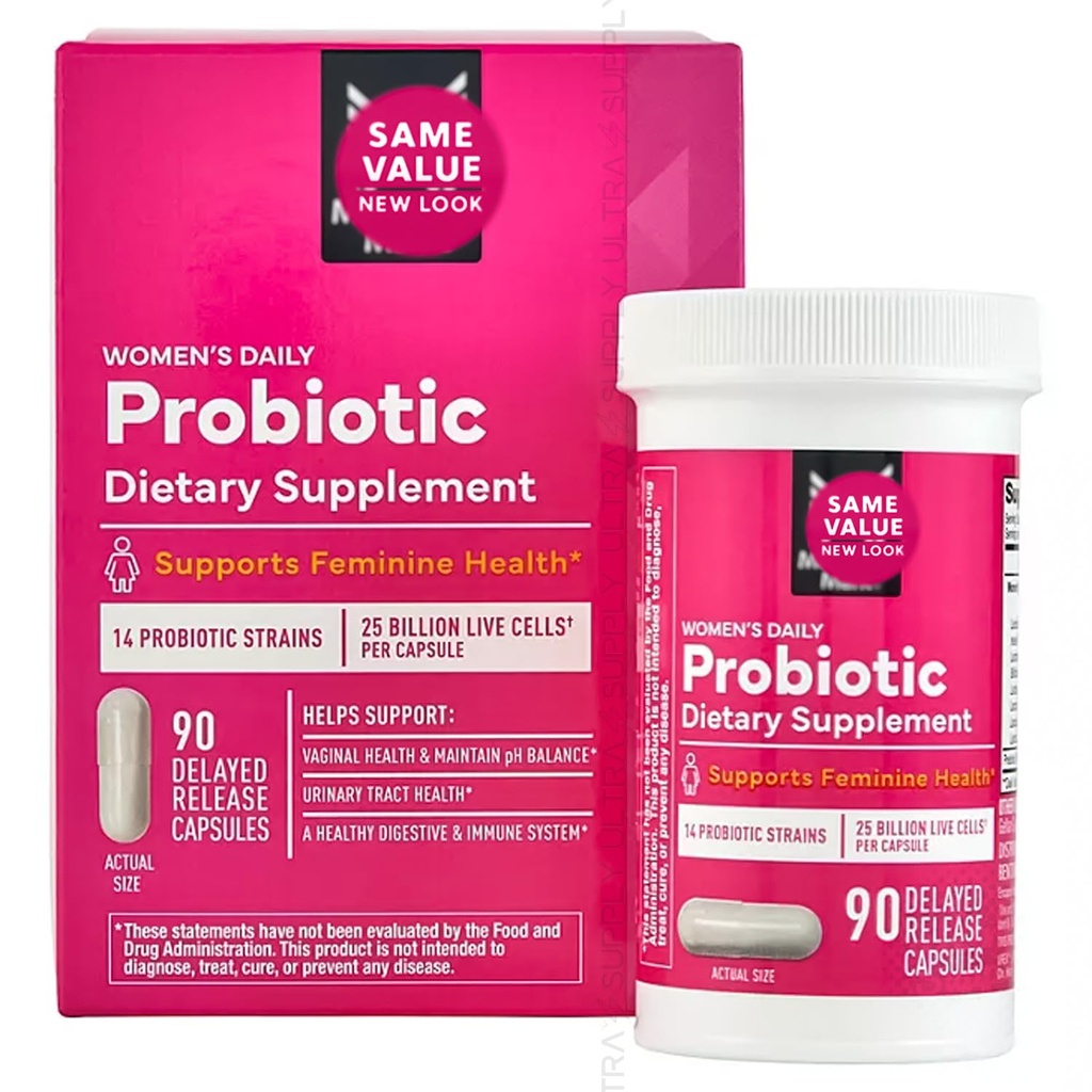 Members Mark Women's Probiotic 25 Billion KVV – 14 Celmi, Aizkavēta atbrīvot kapsulas, 90 Skaits