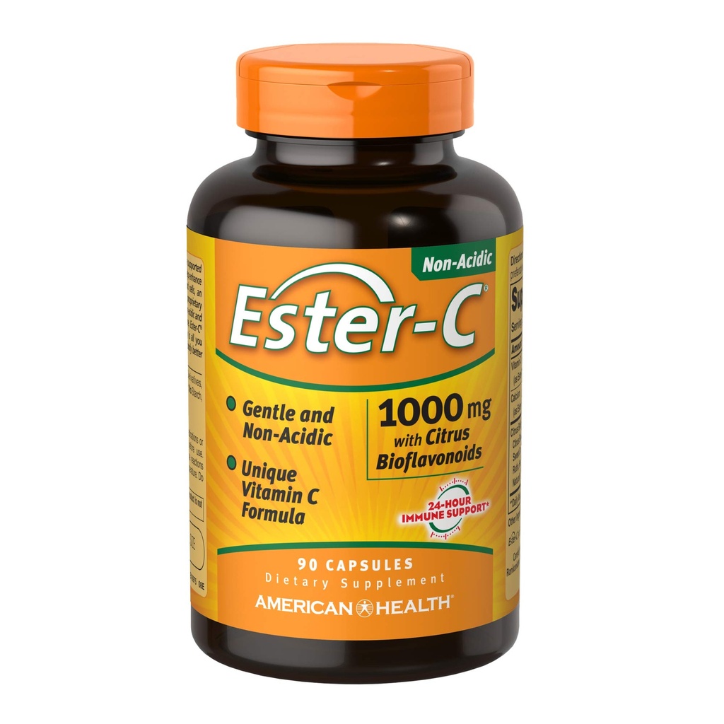 Estera-C Amerikas veselība ar Citrus Bioflavonoids kapsulas - 24 stundu Imūnsupport, Maiga uz vēdera, Ne-Acidic vitamīns C - Ne-GMO, Bez lipekļa - 1000 mg, 90 Skaits