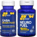 NATURAL STACKS NeuroFuel Nootropic + GABA Brain Food Bundle - atbalsta atmiņu, relaksāciju un fokusu* - 135 kapsulas
