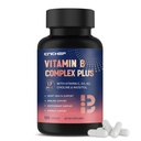 B vitamīna komplekss Plus – vitamīns B1, B2, B3, B4, B5, B6, B7 (biotīns), B8 (inozitols), B9, B12, C, D3, K2, enerģija, imūnā, āda, nervu sistēmas atbalsts vīriešiem un sievietēm - 120 kapsulas