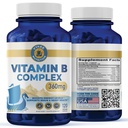 Vykee Nutrition B Complex Papildinājums – Augstas devas B Vitamīni ar 750mg DFE Folāta, 440mcg B12/Biotīns -Vegāns Non-GMO ---Atbalsts šūnu enerģijas ražošanas un sarkano asins šūnu veidošanās - 120 kapsulas