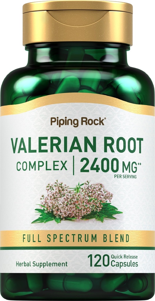 Piping rock Valerian Root Kapsulas 2400 mg - 120 Skaits - Extract Papildinājums -- Herbal Blend -- Non-GMO, bez lipekļa