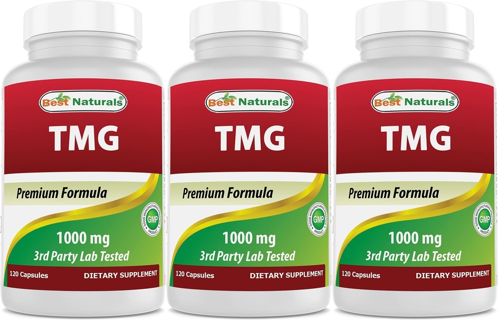 Labākais dabas TMG Trimetilglicīns (kā Betaine Bezūdens) 1000 mg Servē - 120 Kapsulas - Veselīgs Homocisteīna līmenis un metilācijas atbalsts (120 skaits (3. iepakojumā))