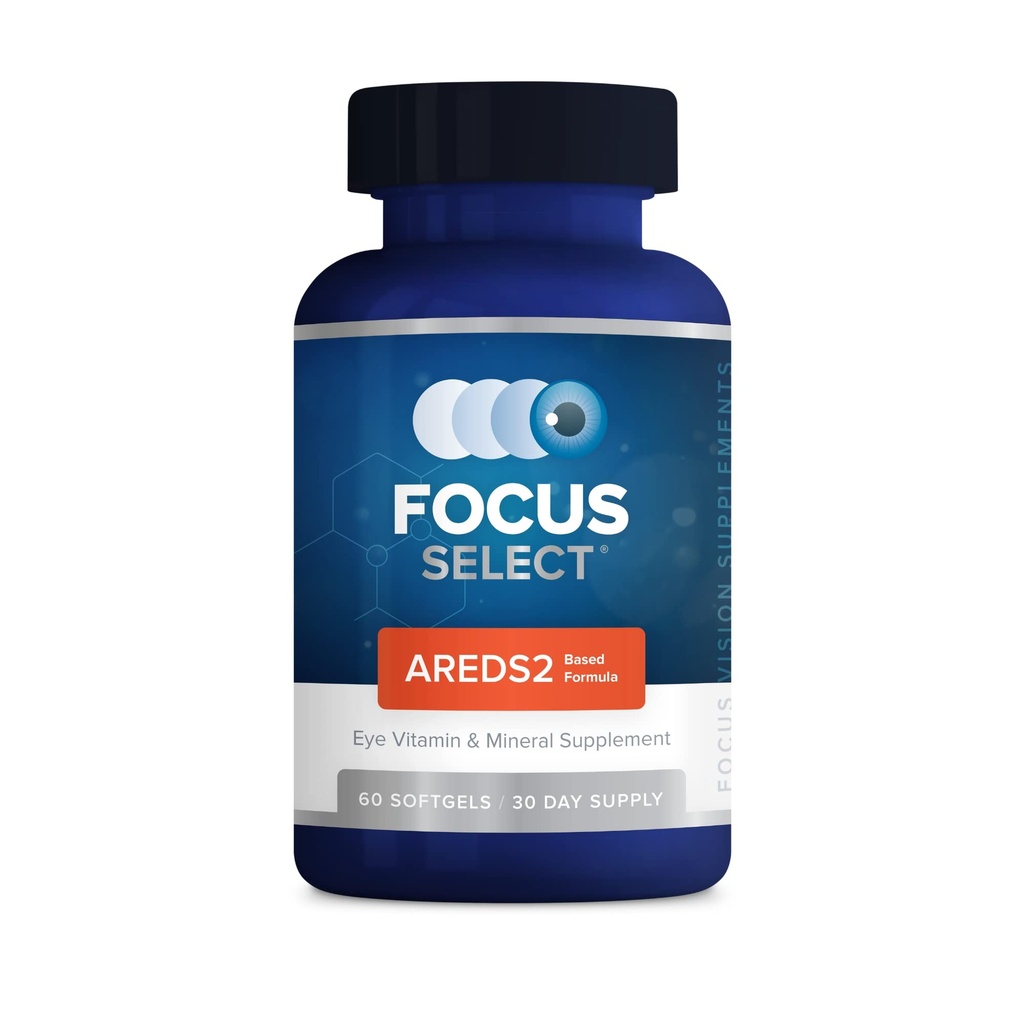 Focus Select AREDS2 Based acu vitamīnu-minerālu papildinājums - AREDS2 Based Adult for Eyes (60 ct. 30 Day Supply) - AREDS2 Based Low Cinka formula - Acu redzamības papildinājums un vitamīns