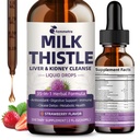 Piena Thistle ekstrakts šķidruma pilieni aknu tīrīšanai Detox & Remonts, 35-IN-1 Nieru atbalsta papildinājums ar Artichoke & Dandelion urīna trakts, urīnpūšļa, Vegan, ne-GMO, zemeņu Flavor, 2 FL OZ