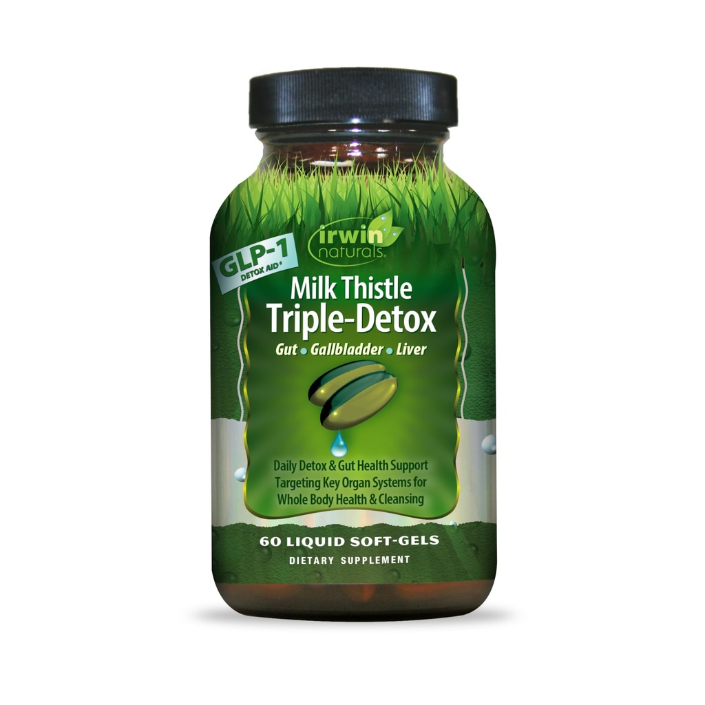 Irwin Naturals Milk Thattle Triple-Detox – Uzlabots aknu un detox atbalsts, 60 Šķidrie softgeli