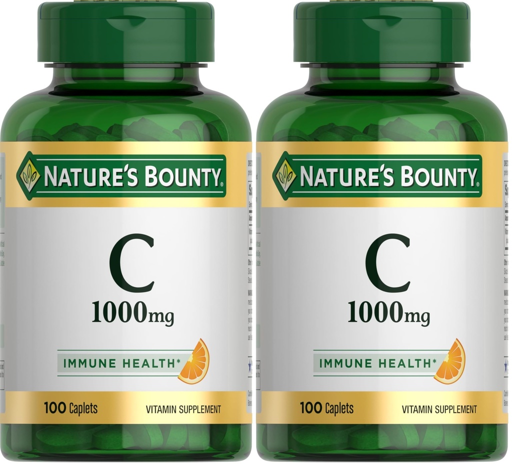 Dabas bounty vitamīns C 1000mg, Imūnās atbalsta papildinājums, spēcīgs antioksidants, 100 Caplets (iepakojums no 2)
