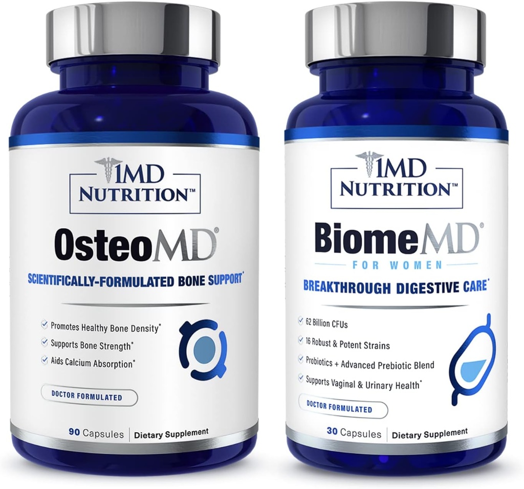 1MD Barošana OsteoMD un BiomMD sievietēm Bundle     - Visaptverošs kaulu atbalsts un urīna veselība
