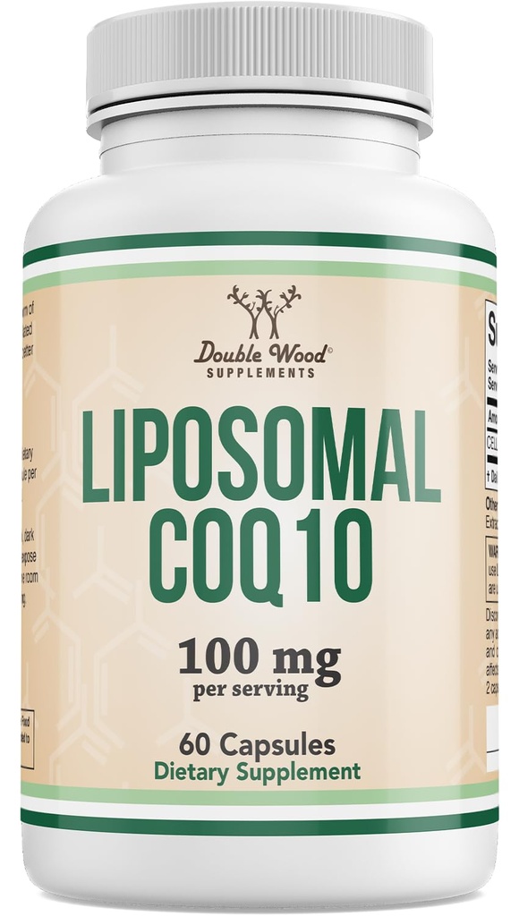 Liposomālo CoQ10 Papildinājums antioksidantu un enerģijas atbalsts (100mg Per Servē, 60 dienu piegādes), trešās puses pārbaudīts, Vegan Safe, Non-GMO ar Double Wood