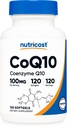Nutricost CoQ10 Softgels (120 Kalpo, 100 mg Per Servē) - Labāka absorbcija, Ultra Pure CoQ10 papildinājums, bez lipekļa un ne-GMO