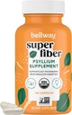 Bellway Super Fiber Kapsulas - USDA Organic Psyllium Husk Kapsulas - Dienas Psyllium Husk Fiber Papildinājums Gremošanas veselību un regularitāti - Augu bāzes, ne-GMO, Kosher - 160 Kapsulas