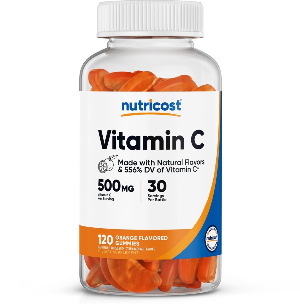 Uzturviela C vitamīns Gumijas (500mg) 120 Gumijas - Izgatavots ar dabas Flavors & 556% DV C vitamīns, Vegan, ĢMO-free, lipekļa-free, 30 Kalpo