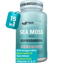 Herbtonika Sea Moss, Black See Oil, Ashwagandha, Burdock Root & ACV Complex ; Boost Immunity, Reduced Stress, Atbalsts Gremošana ; All-in-One SeaMoss Kapsulas   ; 60 Kapsulas