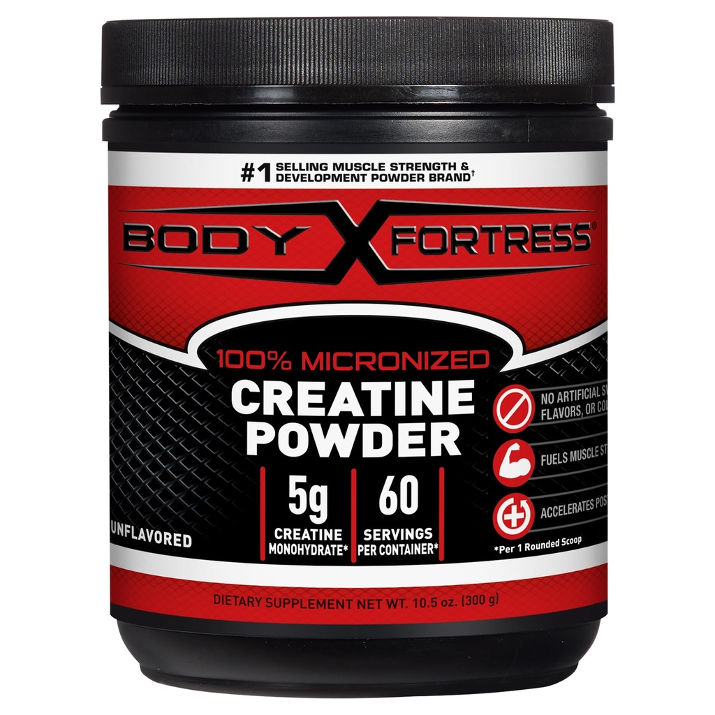 Ķermenis Fortress 100% Kreatīnu Monohidrāts Pulveris - Neuzliesmojošs mikronizēts kreatīnu Papildinājums muskuļu augšanu, spēku un atveseļošanos, Pre Workout & Post Workout sievietēm un vīriešiem - 5g Per Scoop
