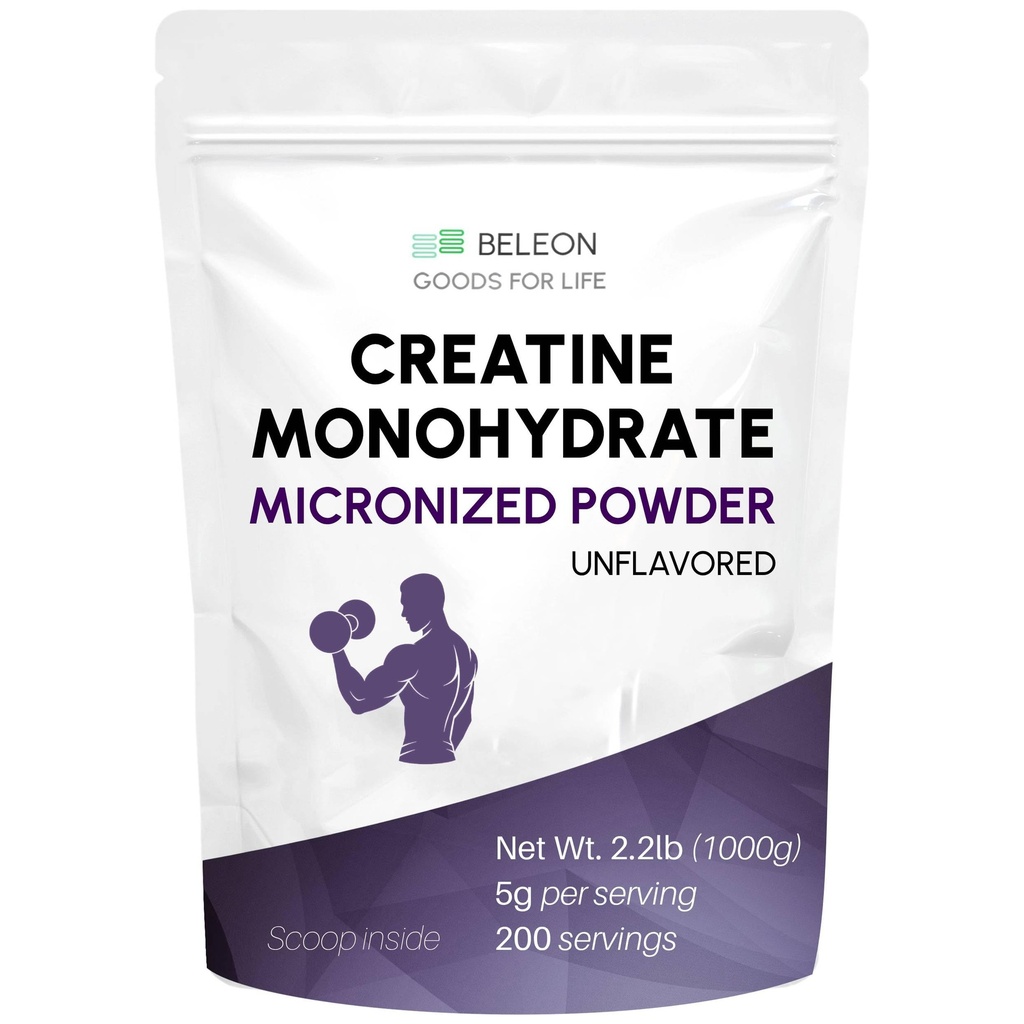 Creatine Monohydrate Powder 2.2 lb - Micronized Creatine Powder, Unflavored - Pure & Gluten Free, 200 Servings, 5g Scoop