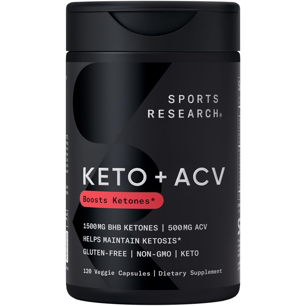 Sports Research® Keto Plus ACV kapsulas - Uzturs ar 500mg Apple Sidra Etiķis & 1500mg goBHB® eksogēniem ketoniem - bez lipekļa un Keto Sertificēts - 120 Veggie kapsulas
