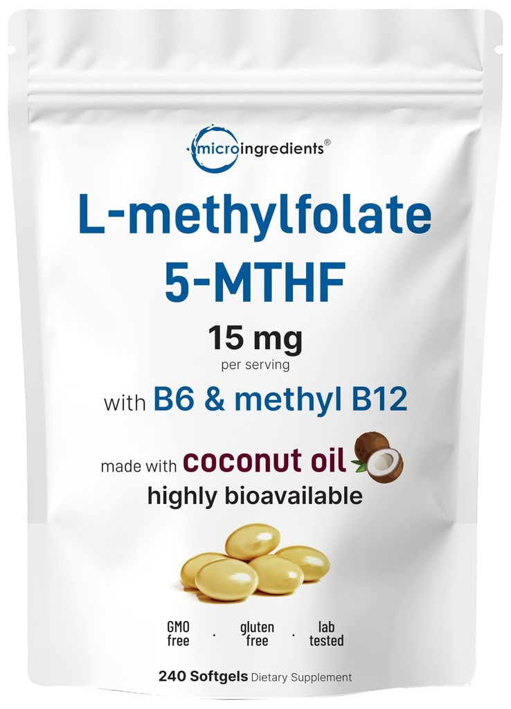Micro Ingredients L Methylfolate 15mg, 240 Softgels 
