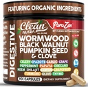 Tīrs Nutra Wormwood Melnais valrieksts Ķirbju sēklas Clove Oil Selerija Ķiploku Vīnogu Papaya Neem Diatomonee Earth Sievietes Probiotikas Gut Veselība Attīrīt Detox Oregano Olive Turmeric Papildinājums Vegan Kapsulas