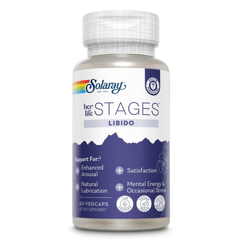 SOLARAY Libido viņas dzīves skatuves - atbalsta dabas lubrikācija un Libido pieaugums sievietēm - Shatavari, Grieķu, Organic Ashwagandha kapsulas - izgatavoti bez hormoni - 30 Kalpo, 60 VegCaps
