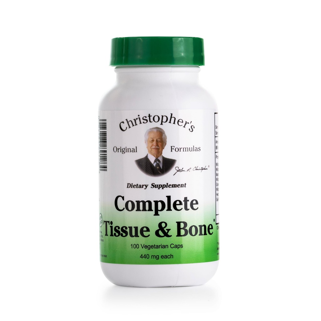 Christopher's Original Formulas Complete Tissue & Bone Formula – 100 Veg Caps – augu valsts atbalsts kauliem un savienojošiem audiem