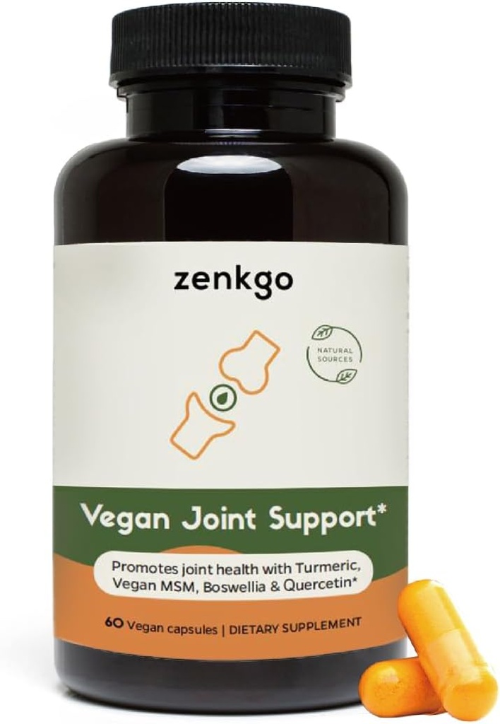 Turmeric, Vegan MSM, Boswellia, Quercetin - Vegan locītavu atbalsta papildinājums, veicina kopīgu mobilitāti un elastību, funkciju un komfortu, skrimšļu remontu, vienmērīgu kustību, veselīgu novecošanos (60Ct/30Day)