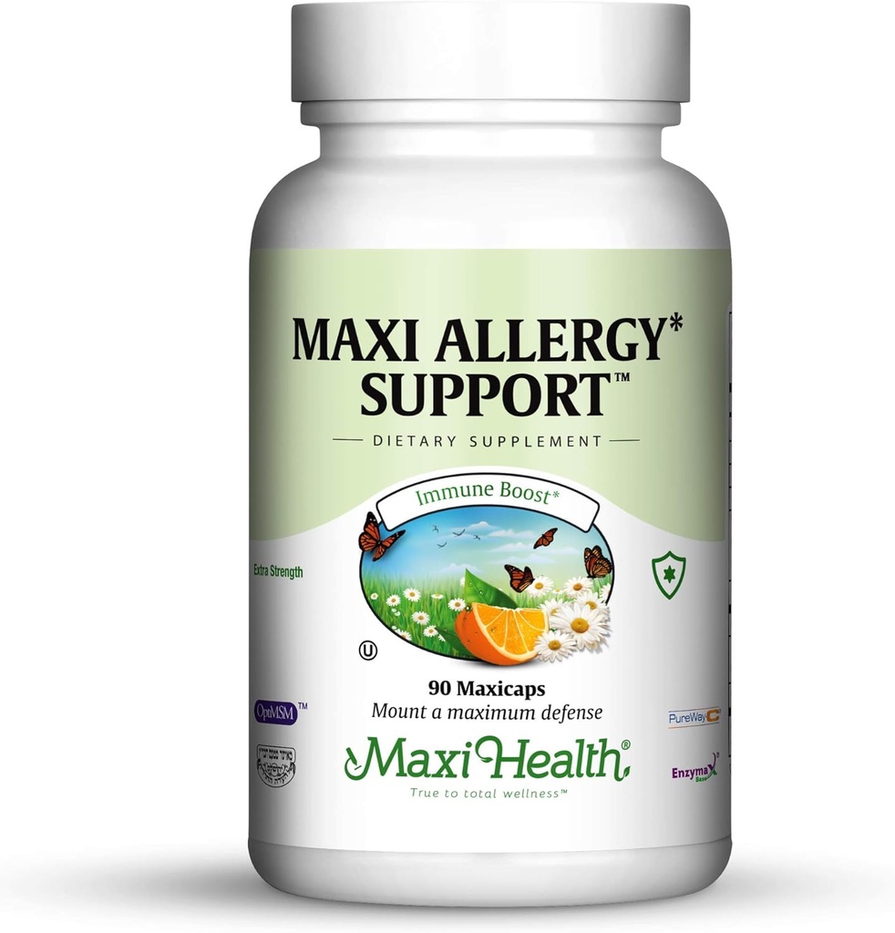 Maxi Health Alerģija Atbalsts C vitamīns ar MSM Sinus un deguna veselība, 90 Skaits