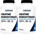 Nutricost Kreatīna monohidrāts 3 000 mg, 180 kapsulas (750 mg kapsulā) - nesatur lipekli, nav GMO (2. iepakojums)