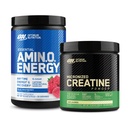 Optimum Nutrition Amino Energy - Pre Workout ar zaļo tēju, BCAA, aminoskābes un mikronizēta kreatīna monohidrāta pulveris, neflavored, Keto Friendly, 60 Kalpo