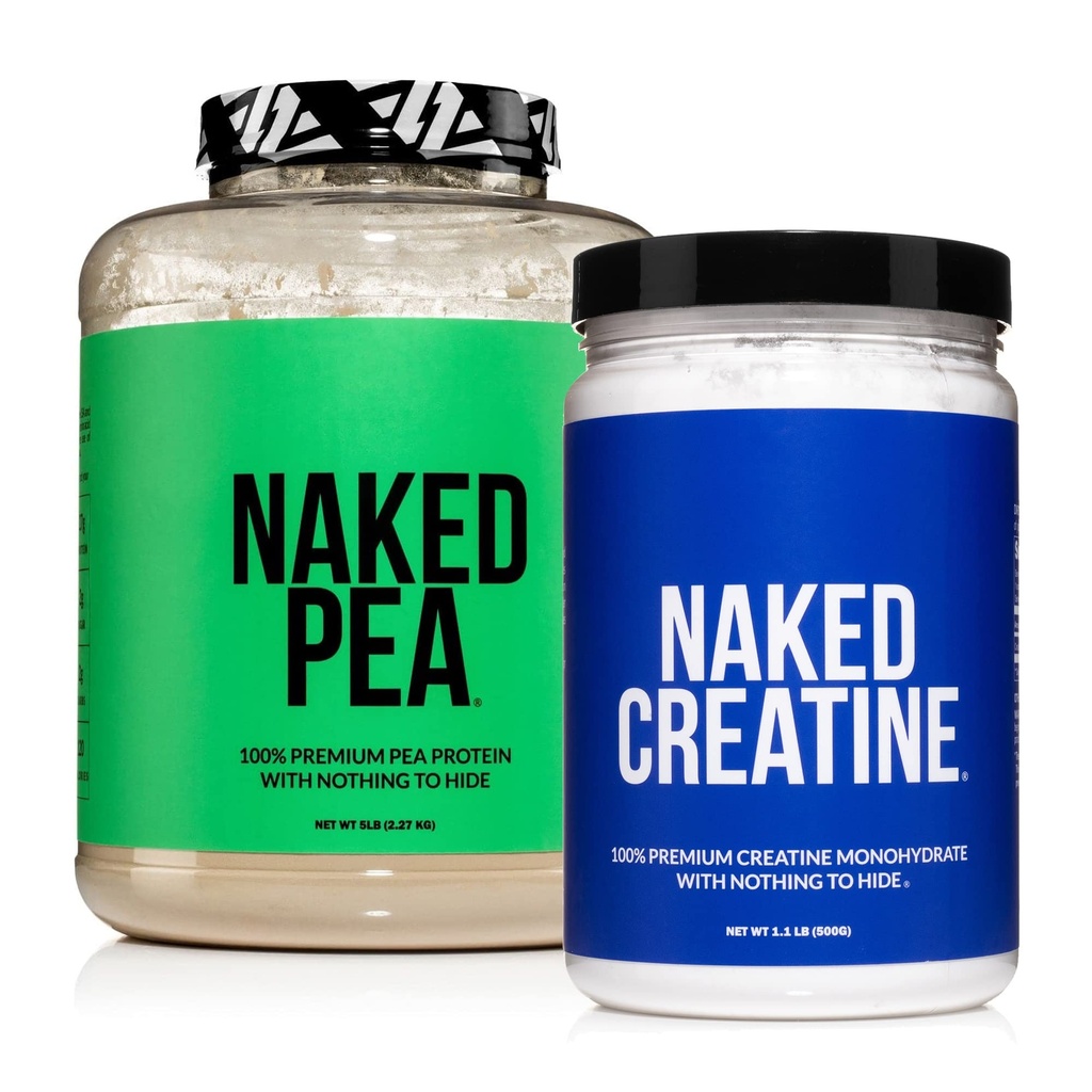 NAKED Vegan Muskuļu augšana un atlabšana Bundle Creatine un 5LB Neflavored Pea
