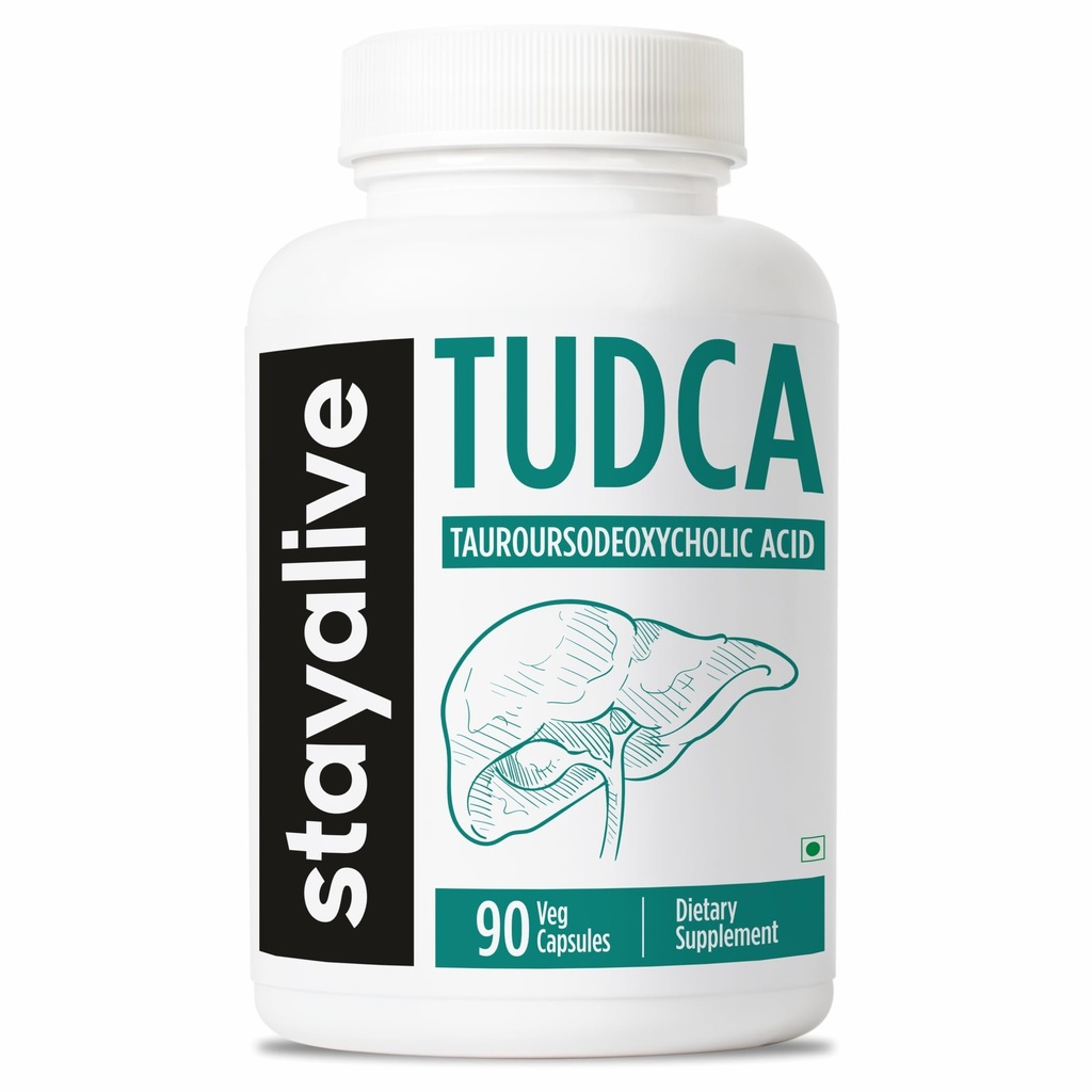 STAY ALIVE Tudca Supplement 500mg, 90 Capsules for Liver Support, Non-GMO & Gluten Free Tauroursodeoxycholic Acid Capsules for Men and Women