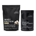 Sporta pētījumi® Kreatīna monohidrāts (100 Kalpojumi) & Vanilla Whey Protein (63 Kalpojumi), Dinamiskais Duo Lean Muskuļu Building, Uzlabots Veiktspēja, Stiprums & Workout Recovery - Sports Nutritio