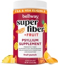 Bellway Super Fiber pulveris + augļi, bez cukura Organic Psyllium Husk pulveris Fiber papildinājums regularitātei, uzputošanas Reljefs & Gremošanas veselība, augu bāzes, augļu pūderis (50 Kalpo)
