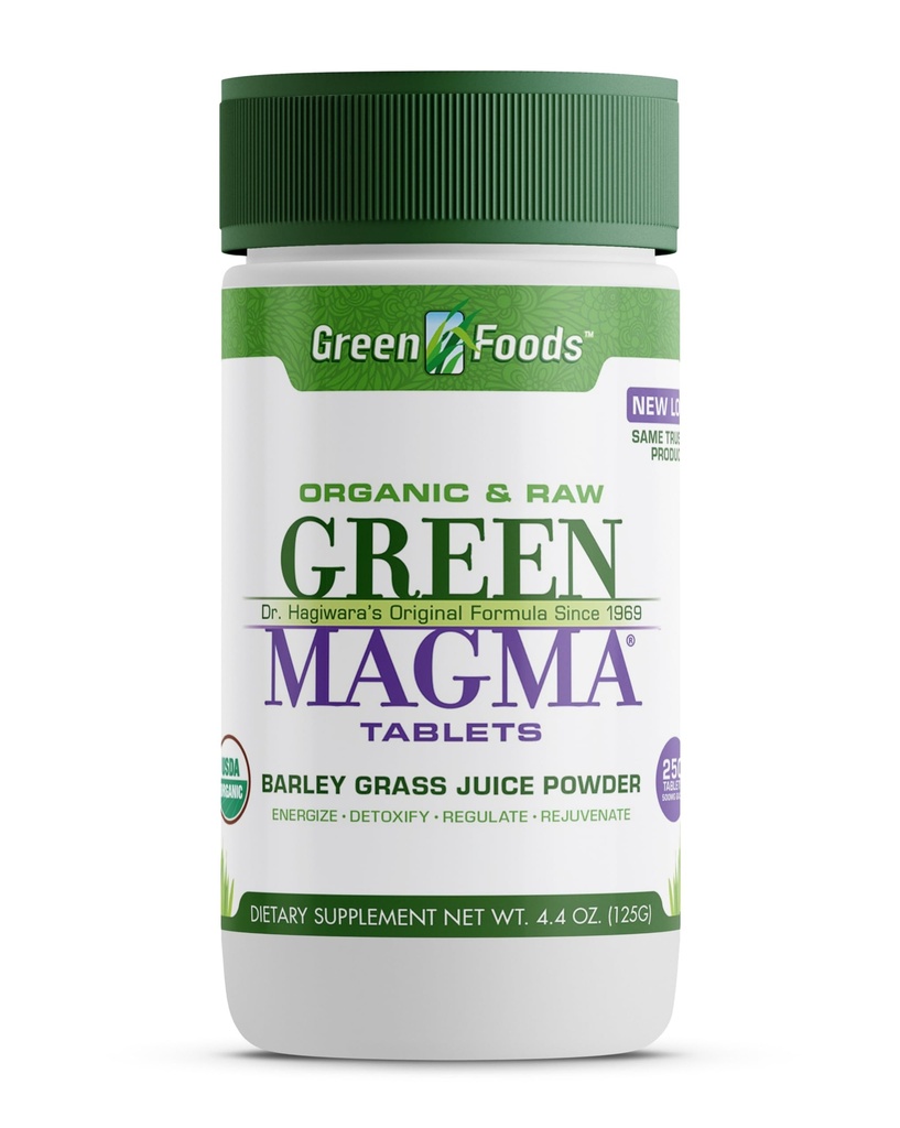 Green Foods Oriģināls Green Magma Miežu Zāles Uztura papildinājums, 250 Tabletes (500mg Ea) Sertificēts Organic