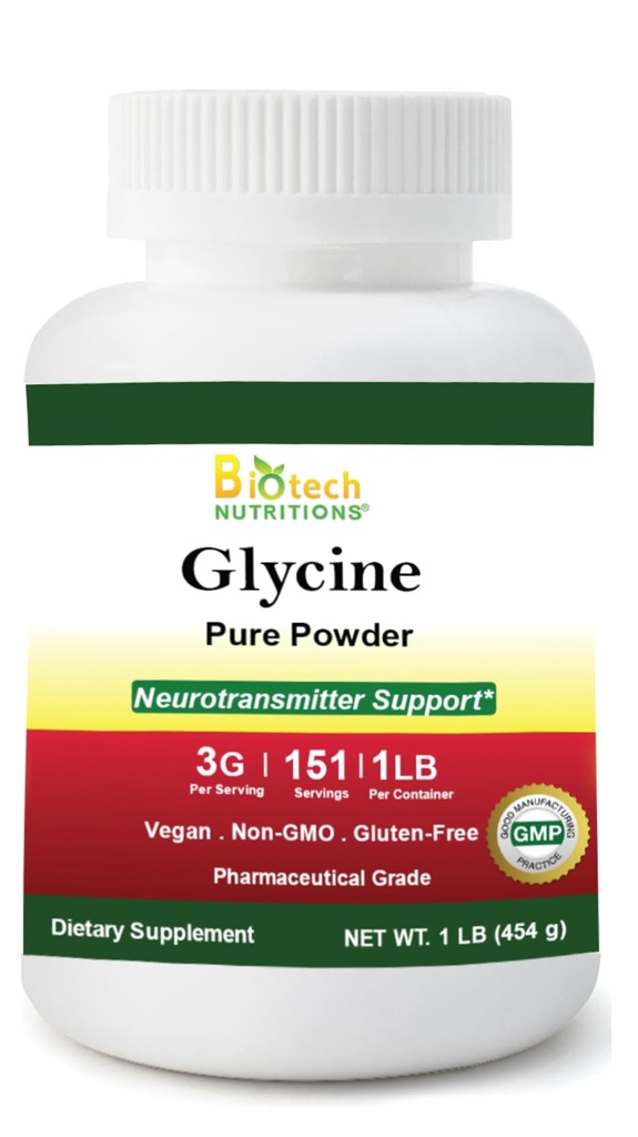 Pure Glicīna pulveris 16oz Bez glutēna Ne- GMO Ražots ASV