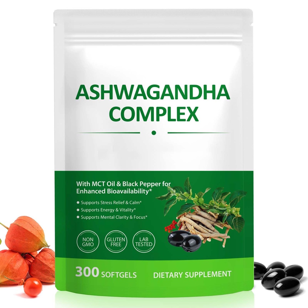 J&H Jasmine&Hyacinth Ashwagandha Supplement Complex Softgels for Balanced Engergy Level & Mental Clarity Support| High-Potent Concentrated | 20:1 Root Extract for Women or Men|Clean Formula| 300Count