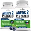 Jaunā AGE ARED 2 Acu vitamīns Satur melleņu 6000 mg luteīna (32 mg), vīnogu sēklu (6000 mg), eibratu (1000 mg) un zeaksantīnu (8 mg) - 120 grādos