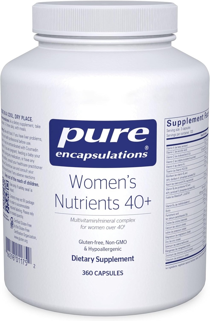 Pure Encapsulations Sieviešu barības vielas 40+ - Multivitamīns sievietēm vairāk nekā 40, lai atbalstītu urīnceļu veselību, krūts šūnu veselību un acu integritāti* - ar C vitamīnu, E & A - 360 kapsulas