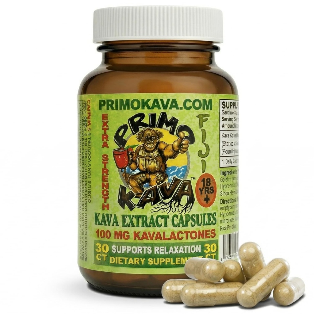Kava Capsules 3000mg | Authentic Kava Kava from Fiji | Fast Acting Kava Extract | 3,000mg of Kavalactones | Adaptogenic Experience | Certified 3rd Party Testing