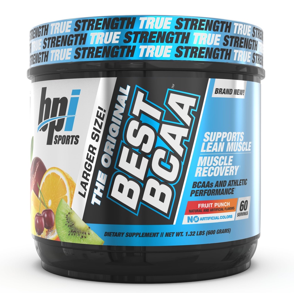 BPI Sports Best BCAA - BCAA pulveris - sazarotas ķēdes aminoskābes - Muskuļu atgūšana - Muskuļu olbaltumvielu sintēzi - Lean Muskuļi - Uzlabota darbība - Hidratācija - Augļu punch - 60 Kalpojumi - 1,32 Pound