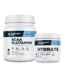 Transparent Labs BCAA Glutamine Powder (30 Servings, Strawberry Lemonade) & Hydrate Electrolytes Powder (40 Servings, Tropical Punch)